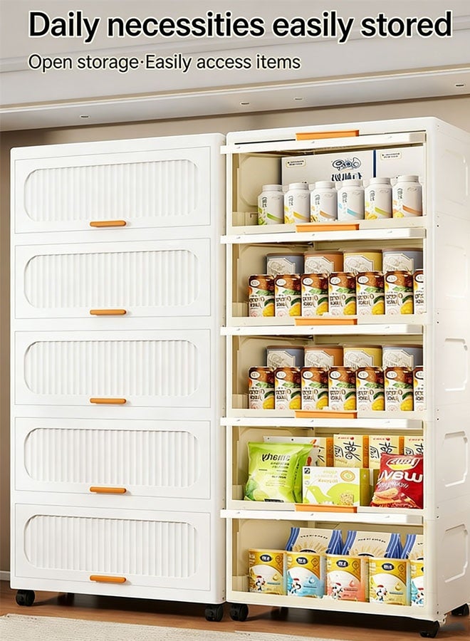 Storage Cabinet,Storage Box,Plastic Storage Bins with Lids & Wheels –Collapsible,Multi-Purpose Containers,resser with 5-layer,Organizer Unit, for Bedroom, Hallway, Entryway, Closets - Image 5